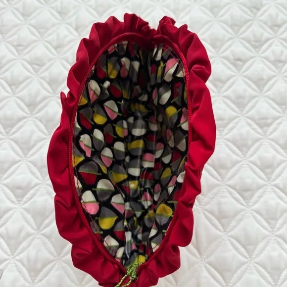 NWT Vera Bradley Ruffle Cosmetic Makeup Bag - Tango Red - Picture 4 of 8